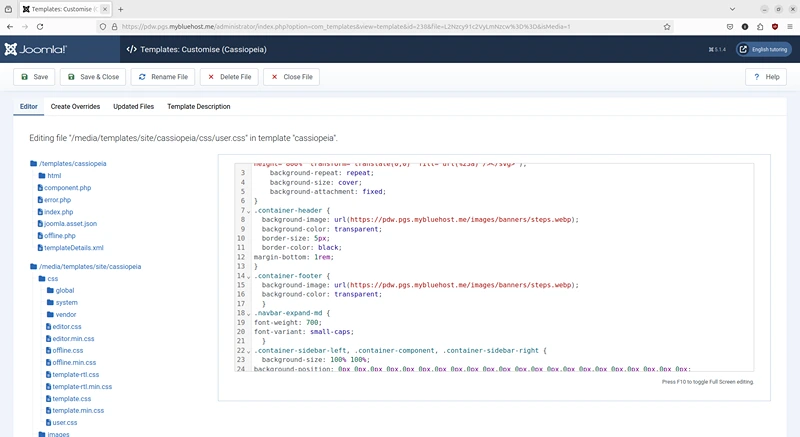 File editor of Joomla 5
